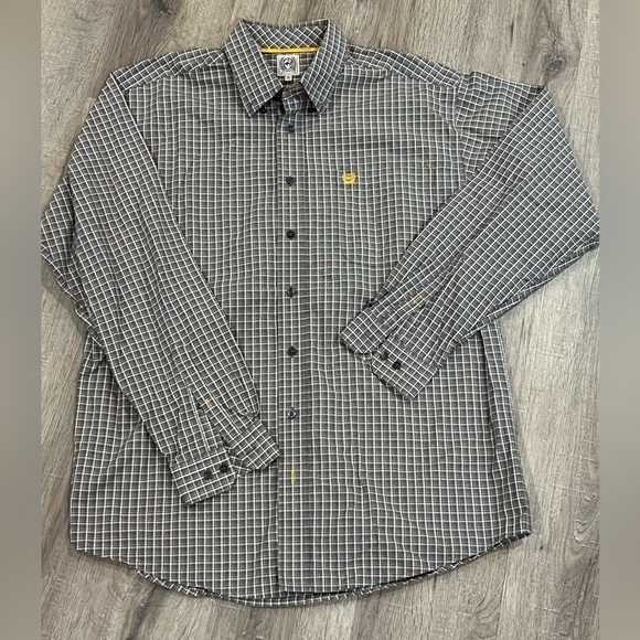 CINCH Men’s Medium Longe Sleeve Logo Plaid Button Front Cowboy Western Shirt - Picture 1 of 8